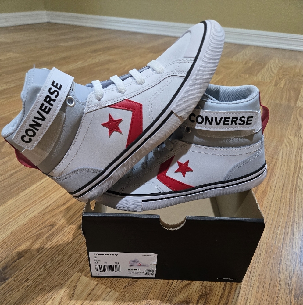 Converse White and Red High-Top Sneakers